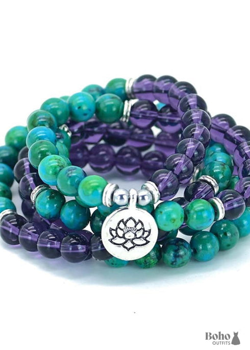 Collar bohemio de yoga y meditación espiritual de loto